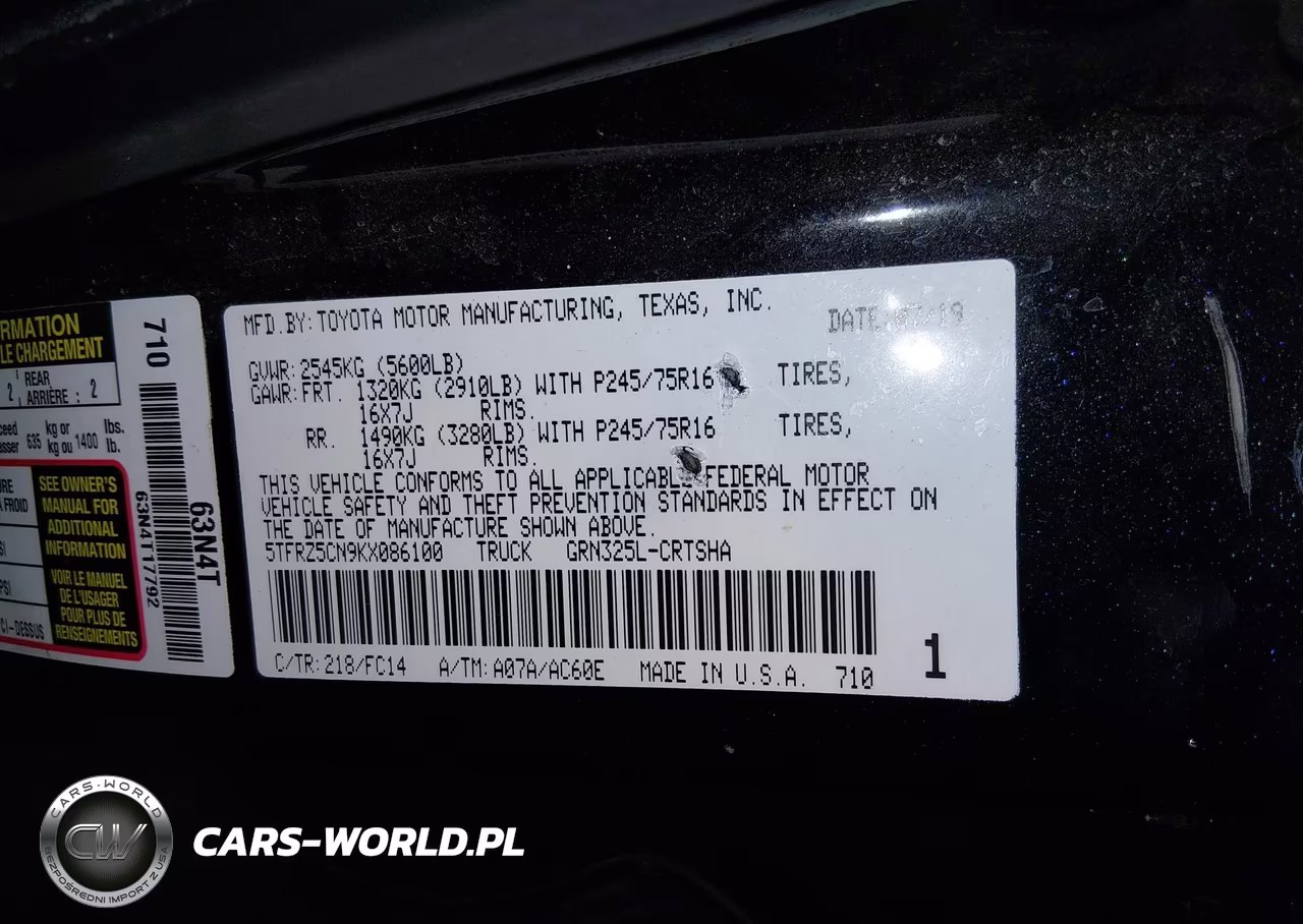 2019 Toyota Tacoma Sr5 V6 VIN:5TFRZ5CN9KX086100 - 9
