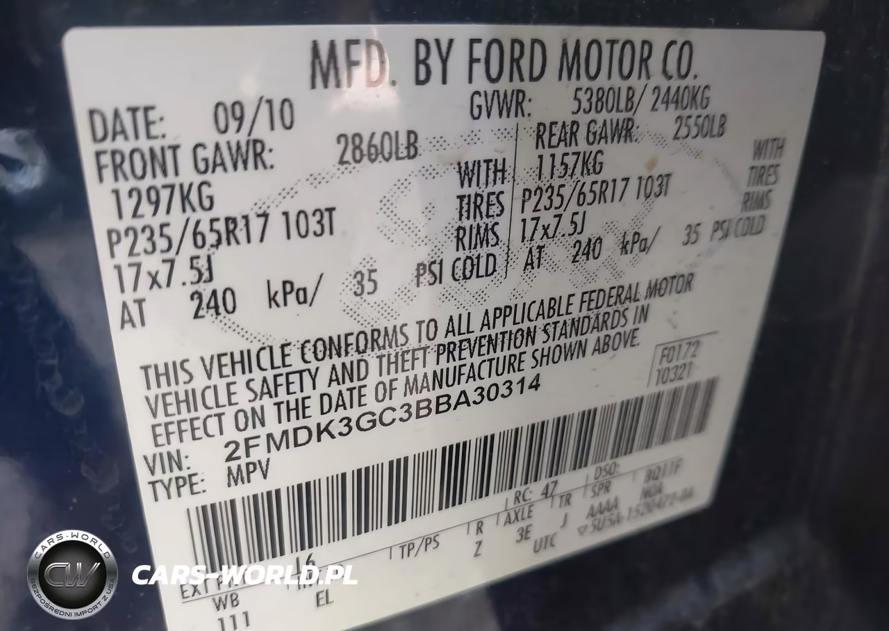 2011 Ford Edge Se VIN:2FMDK3GC3BBA30314 - 9
