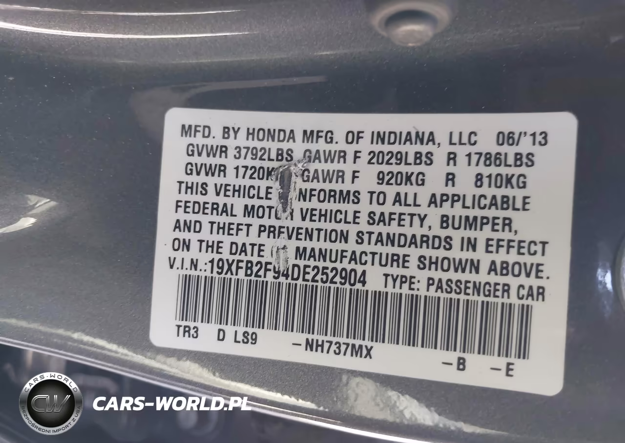 2013 Honda Civic Ex-L VIN:19XFB2F94DE252904 - 9