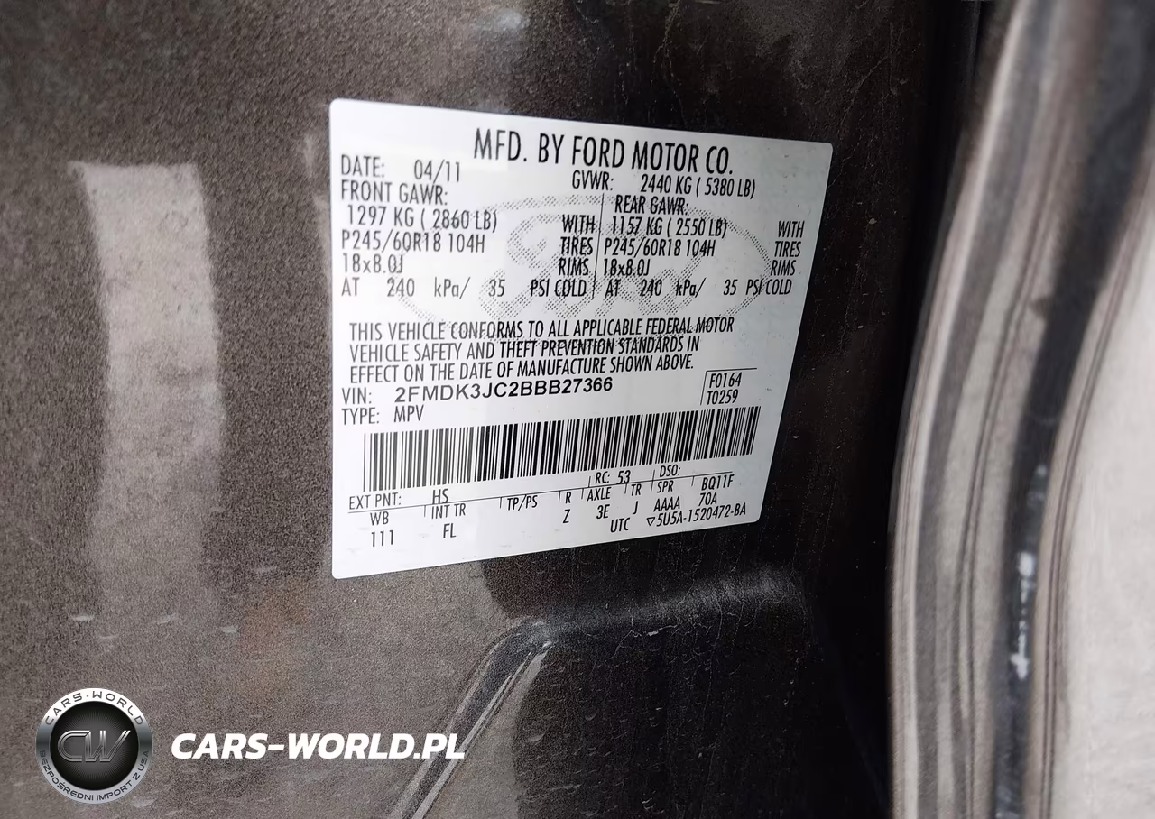 2011 Ford Edge Sel VIN:2FMDK3JC2BBB27366 - 9
