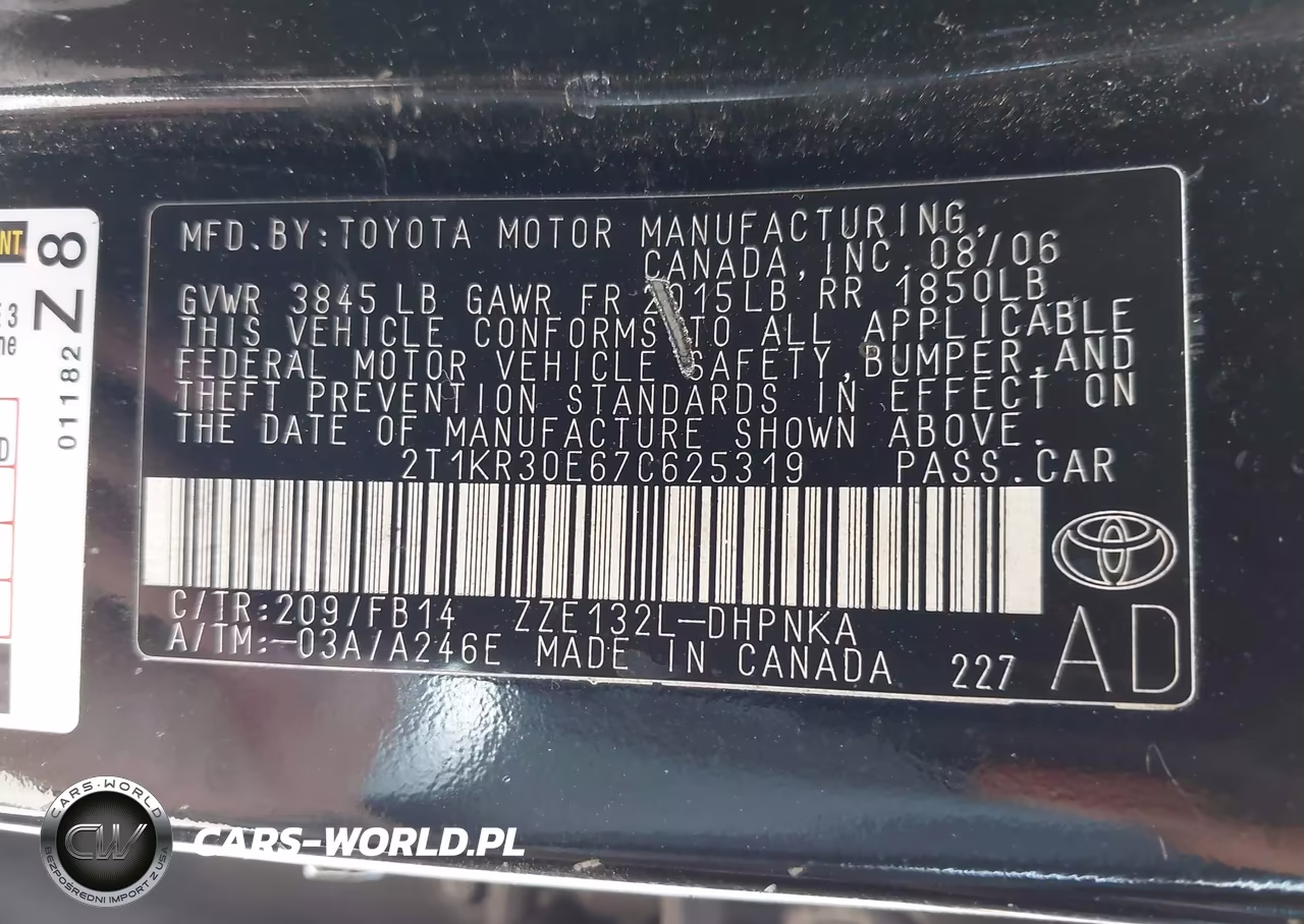 2007 Toyota Matrix Xr VIN:2T1KR30E67C625319 - 9