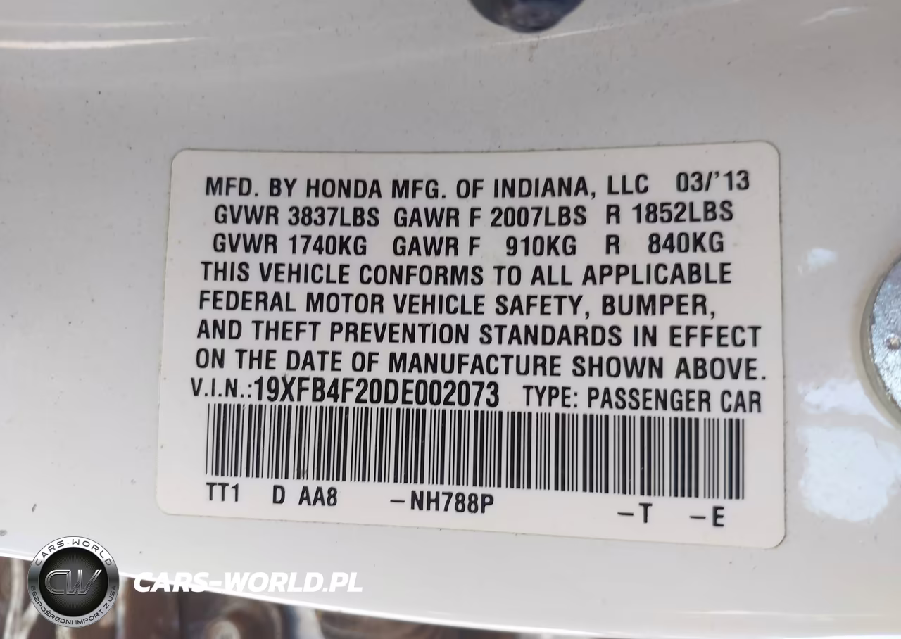 2013 Honda Civic Hybrid VIN:19XFB4F20DE002073 - 9
