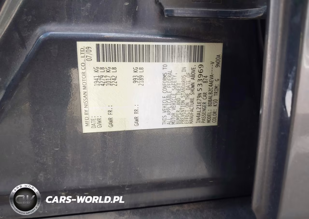 2009 Nissan Altima 2.5 S VIN:1N4AL21E79N533969 - 9