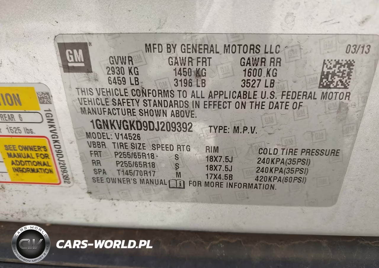 2013 Chevrolet Traverse 1Lt VIN:1GNKVGKD9DJ209392 - 9