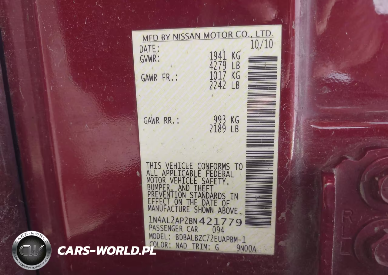 2011 Nissan Altima 2.5 S VIN:1N4AL2AP2BN421779 - 9