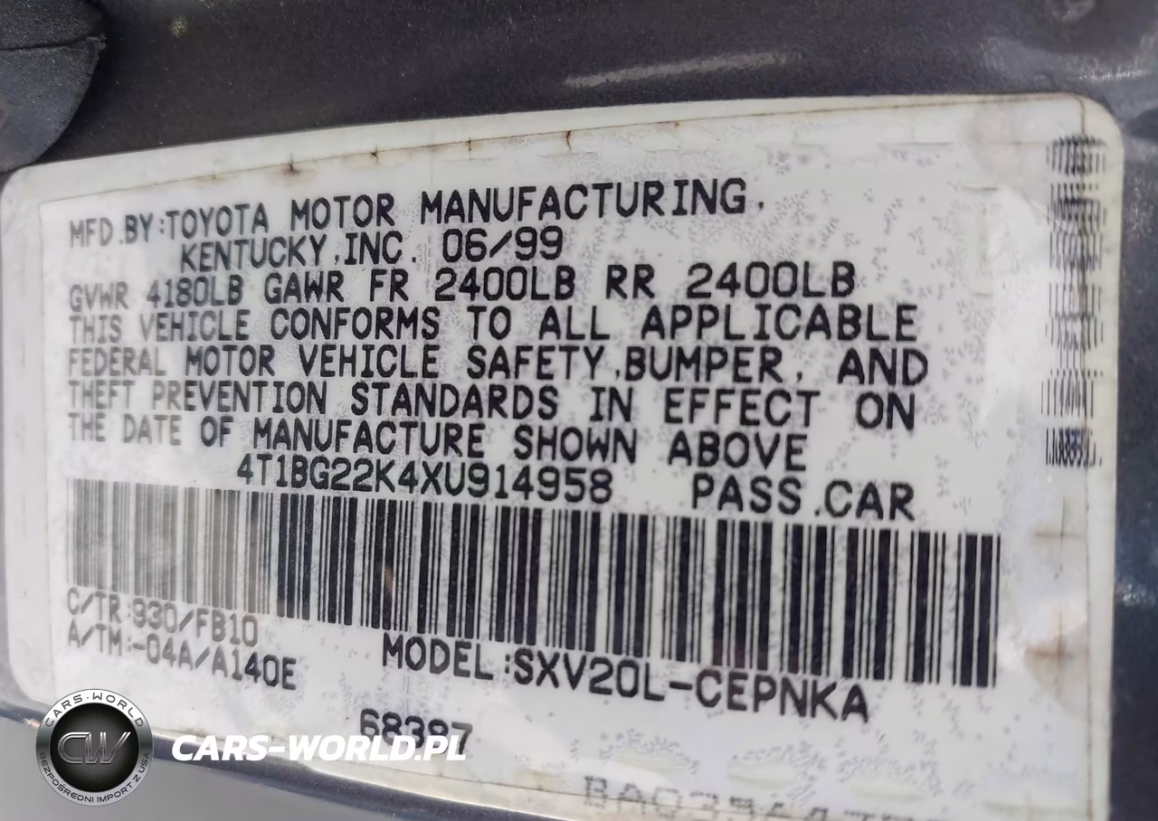 1999 Toyota Camry Le VIN:4T1BG22K4XU914958 - 9