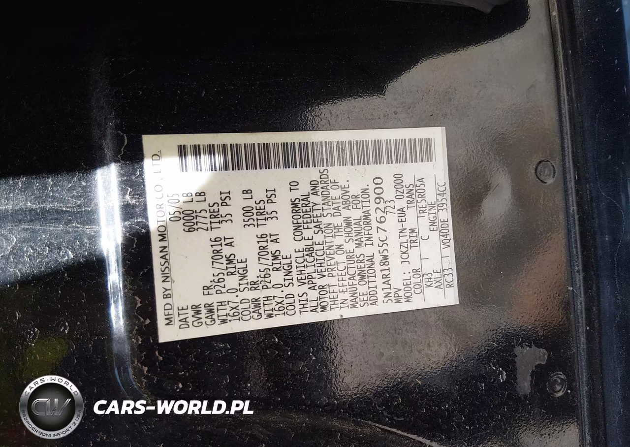 2005 Nissan Pathfinder Se VIN:5N1AR18W55C762900 - 9