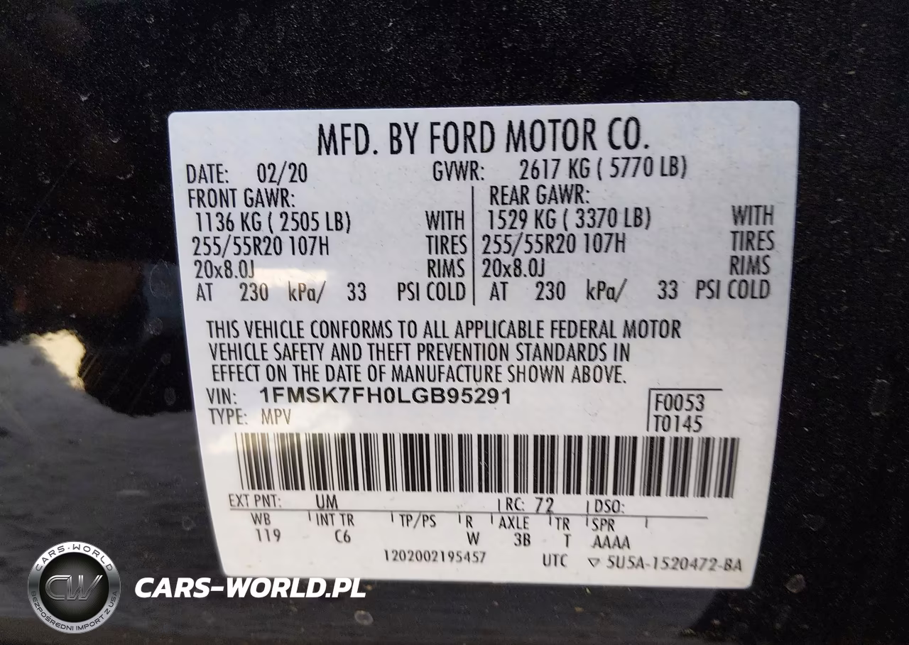 2020 Ford Explorer Limited VIN:1FMSK7FH0LGB95291 - 9