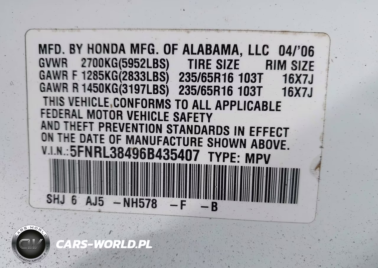 2006 Honda Odyssey Ex VIN:5FNRL38496B435407 - 9