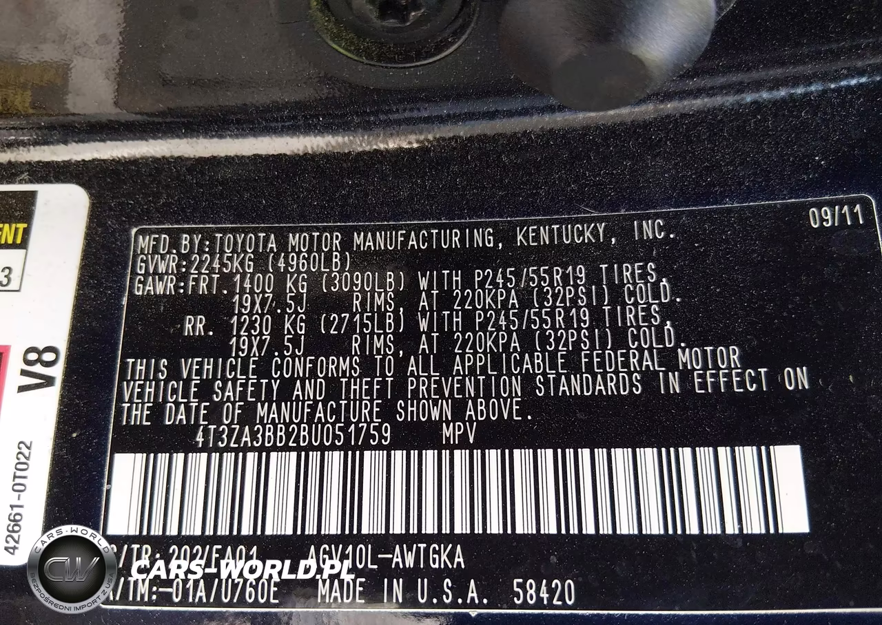 2011 Toyota Venza VIN:4T3ZA3BB2BU051759 - 9