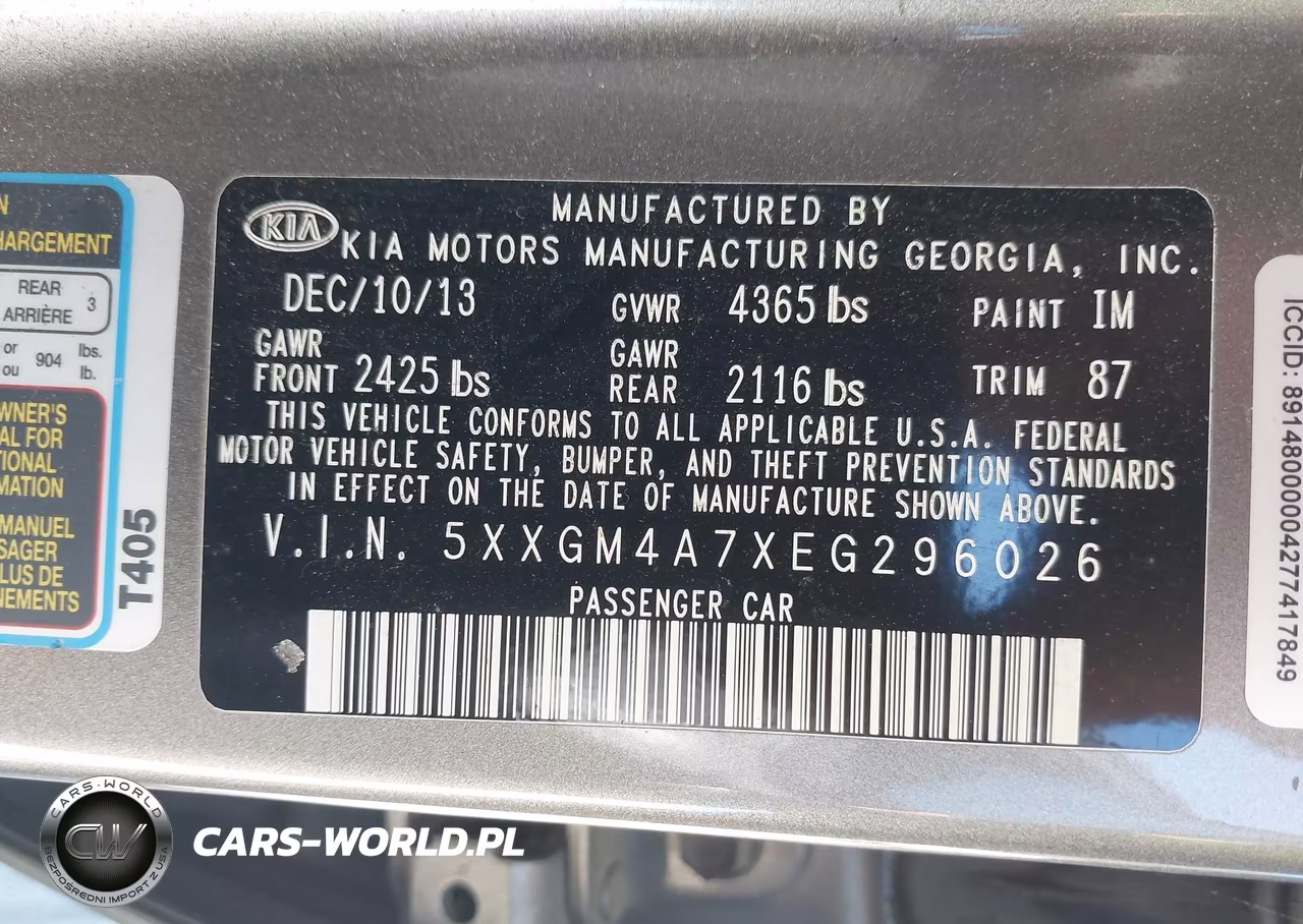 2014 Kia Optima Lx VIN:5XXGM4A7XEG296026 - 9