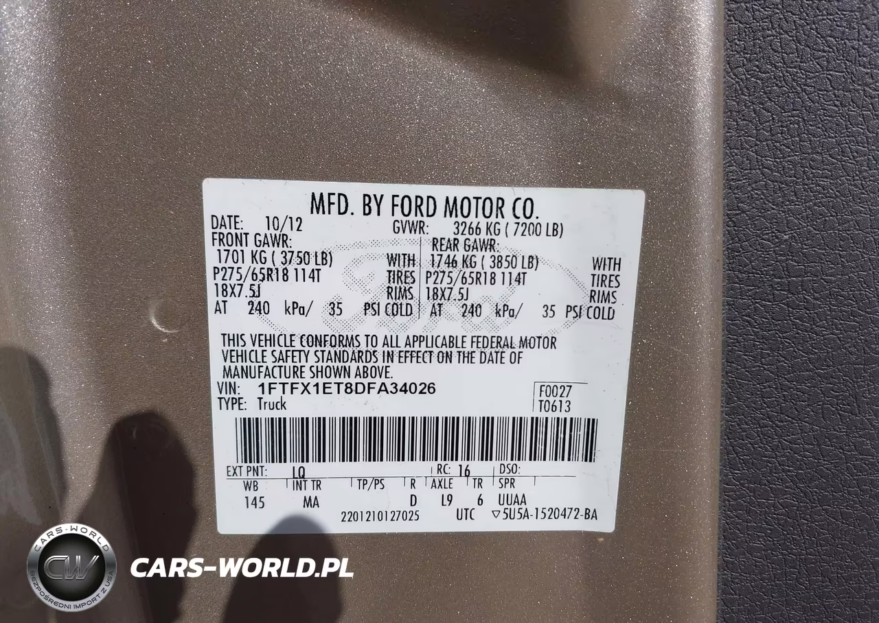 2013 Ford F-150 Xlt VIN:1FTFX1ET8DFA34026 - 9