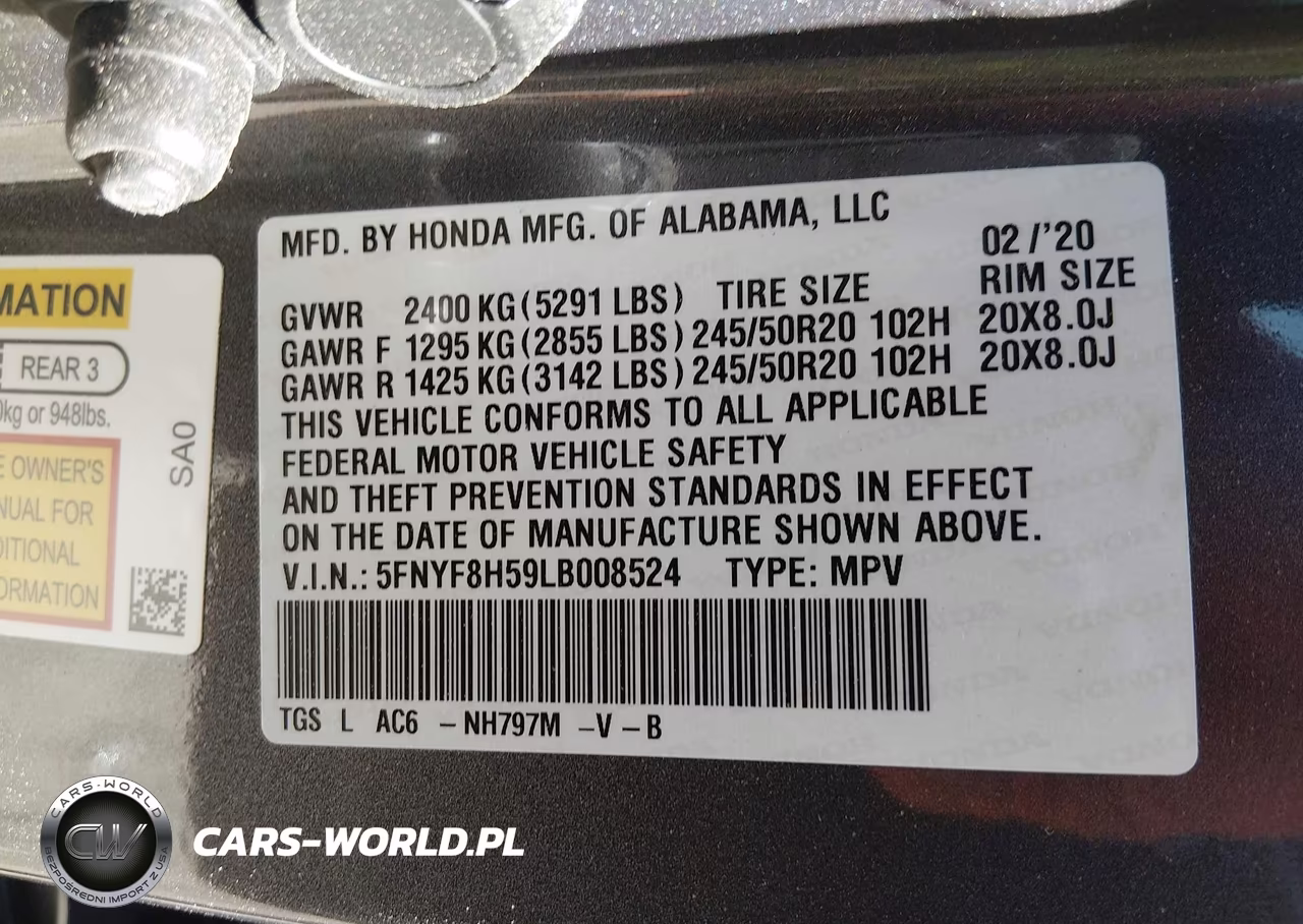 2020 Honda Passport Awd Ex-L VIN:5FNYF8H59LB008524 - 9