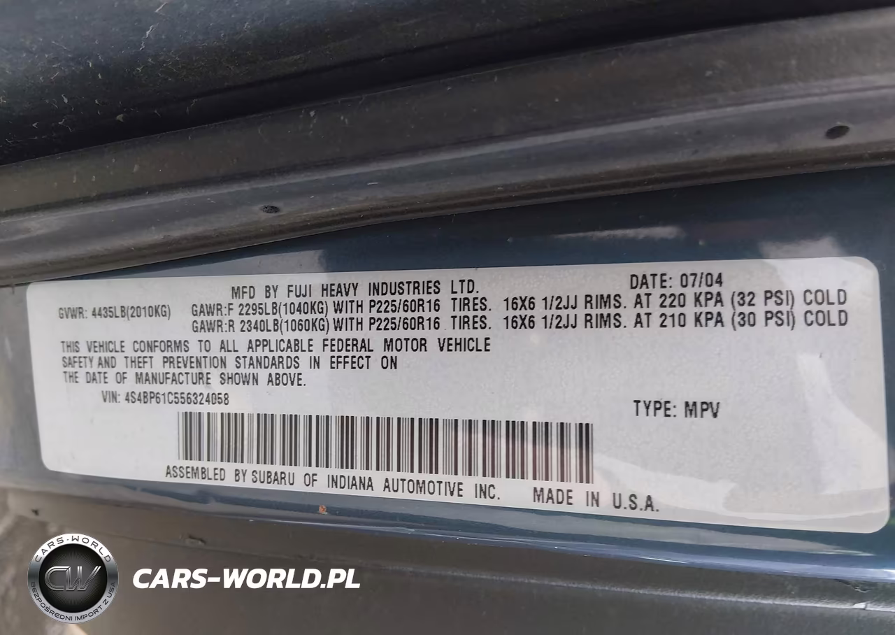 2005 Subaru Outback 2.5I VIN:4S4BP61C556324058 - 9