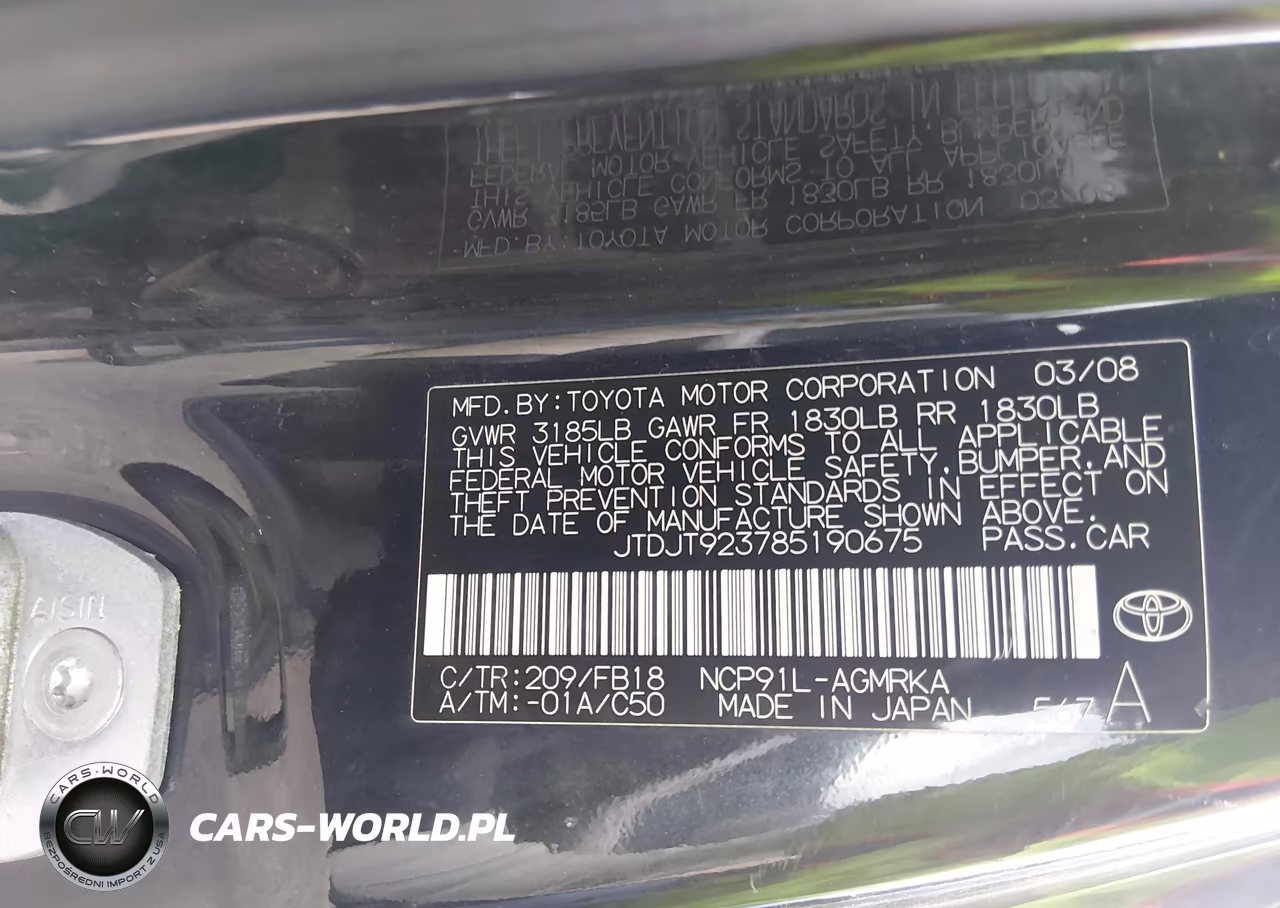 2008 Toyota Yaris VIN:JTDJT923785190675 - 9