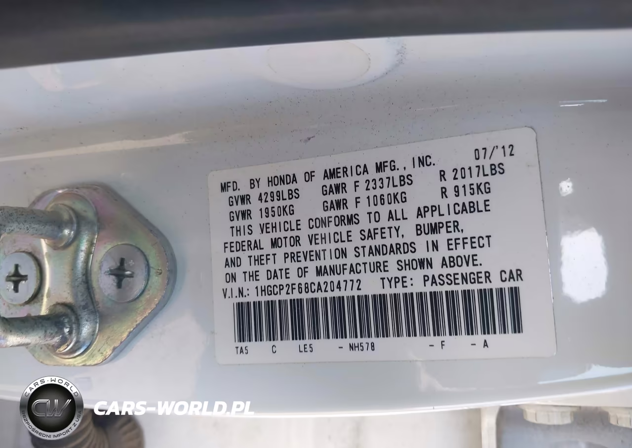 2012 Honda Accord 2.4 Se VIN:1HGCP2F68CA204772 - 9