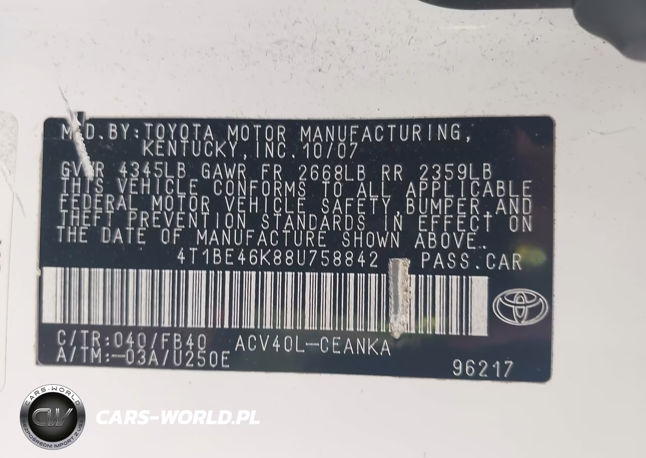 2008 Toyota Camry Le VIN:4T1BE46K88U758842 - 9
