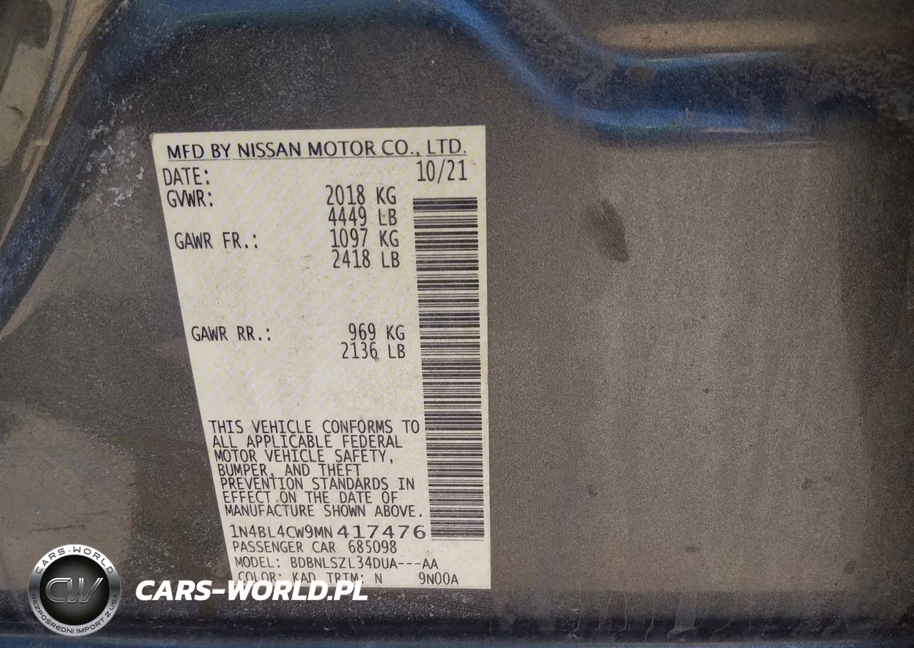 2021 Nissan Altima Sr Intelligent Awd VIN:1N4BL4CW9MN417476 - 9