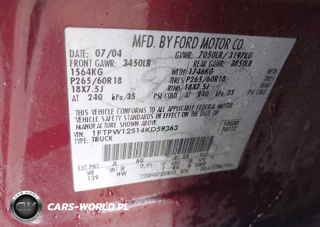 2004 Ford F-150 Lariat-Xlt VIN:1FTPW12514KD59363 - 9
