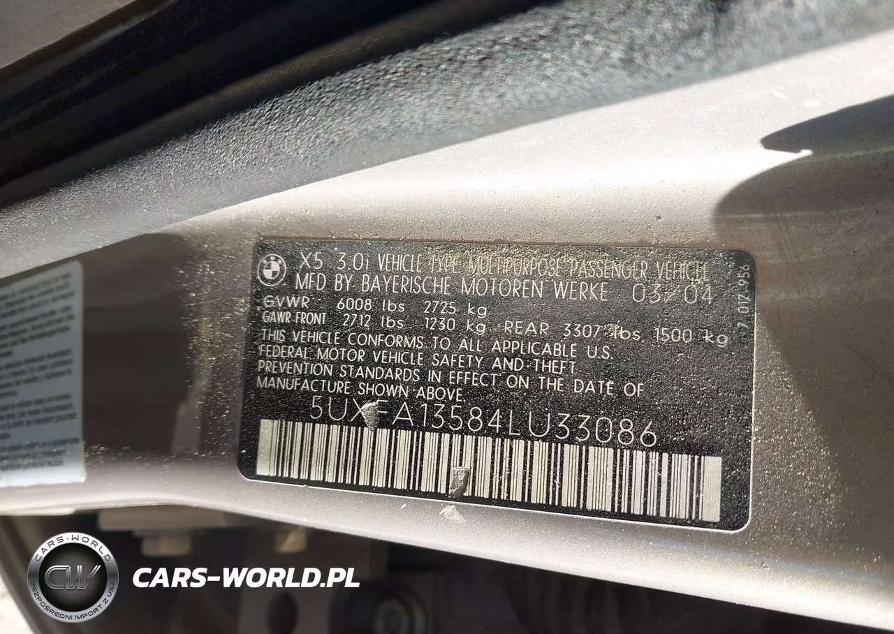 2004 BMW X5 3.0I VIN:5UXFA13584LU33086 - 9