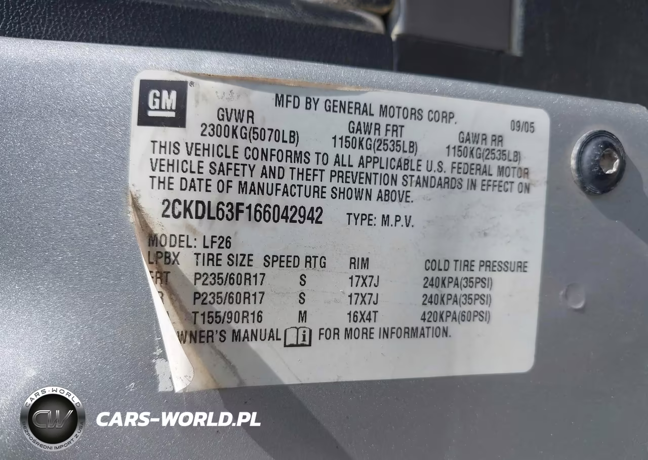 2006 Pontiac Torrent VIN:2CKDL63F166042942 - 9