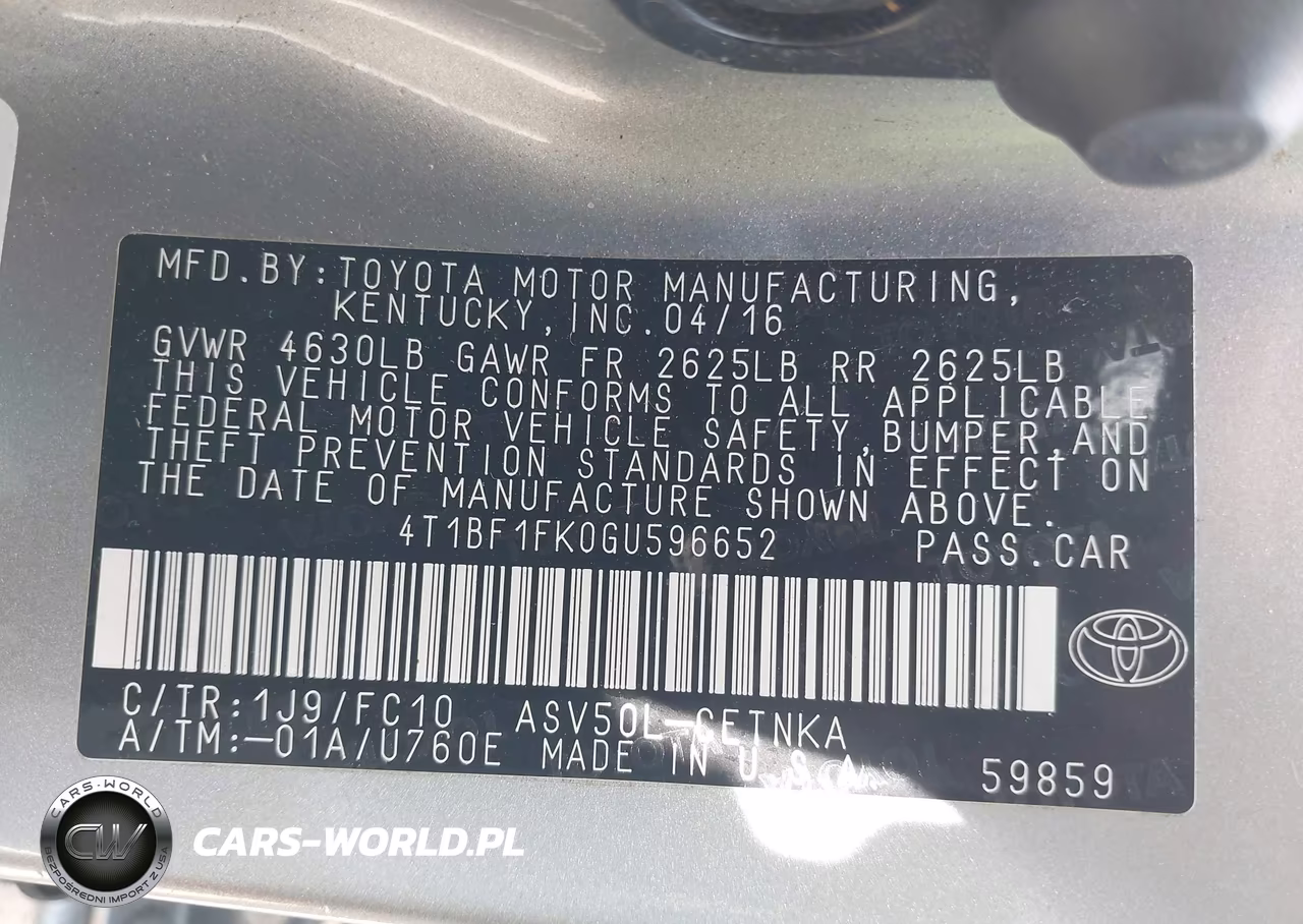 2016 Toyota Camry Le VIN:4T1BF1FK0GU596652 - 9