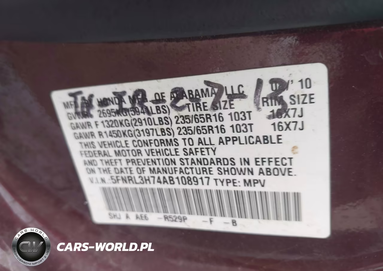 2010 Honda Odyssey Ex-L VIN:5FNRL3H74AB108917 - 9