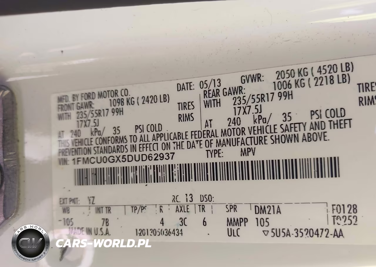 2013 Ford Escape Se VIN:1FMCU0GX5DUD62937 - 9