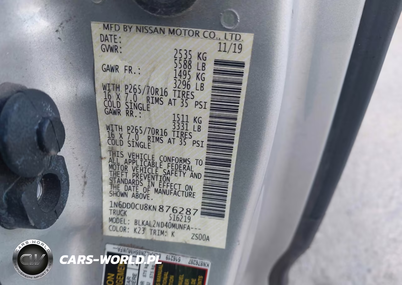 2019 Nissan Frontier Sv VIN:1N6DD0CU8KN876287 - 9