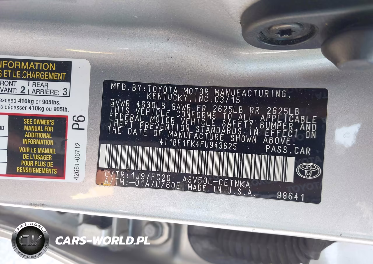 2015 Toyota Camry Le VIN:4T1BF1FK4FU943625 - 9