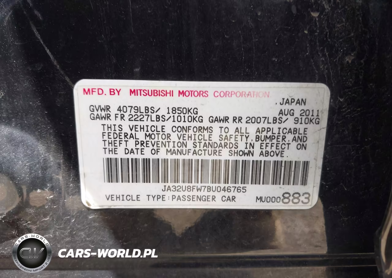 2011 Mitsubishi Lancer Gts VIN:JA32U8FW7BU046765 - 9