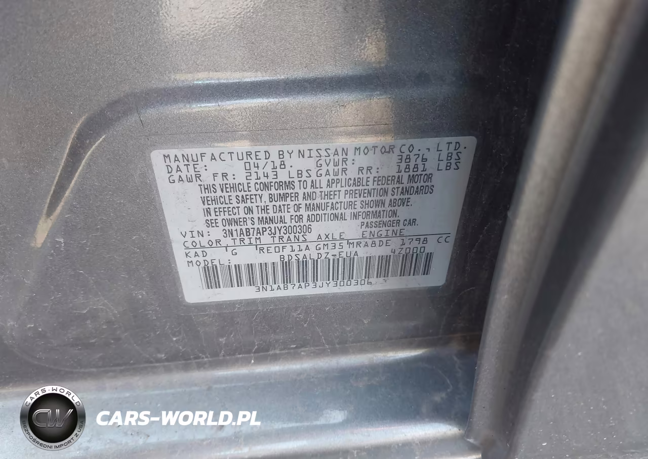2018 Nissan Sentra Sv VIN:3N1AB7AP3JY300306 - 9