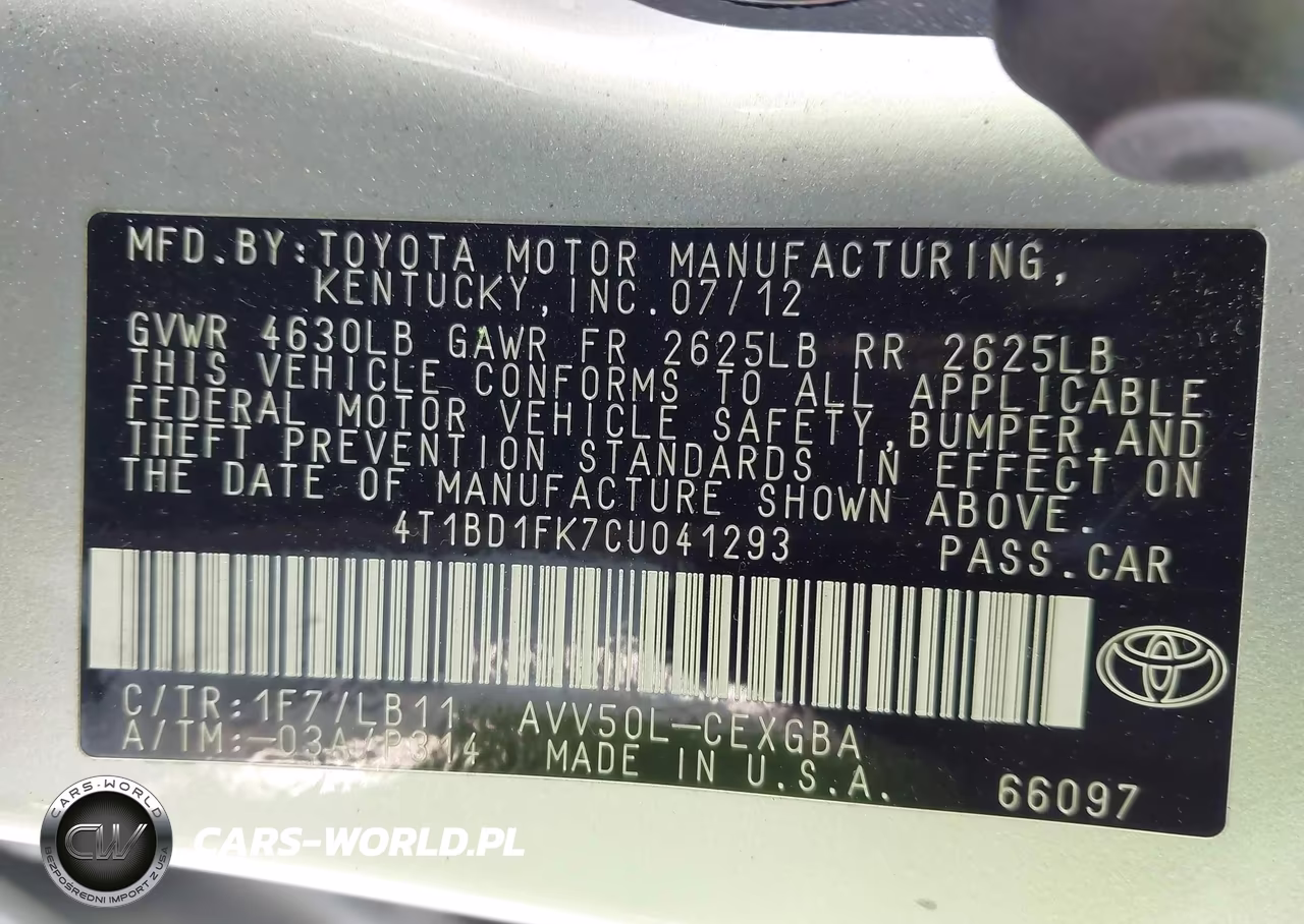 2012 Toyota Camry Hybrid Xle VIN:4T1BD1FK7CU041293 - 9