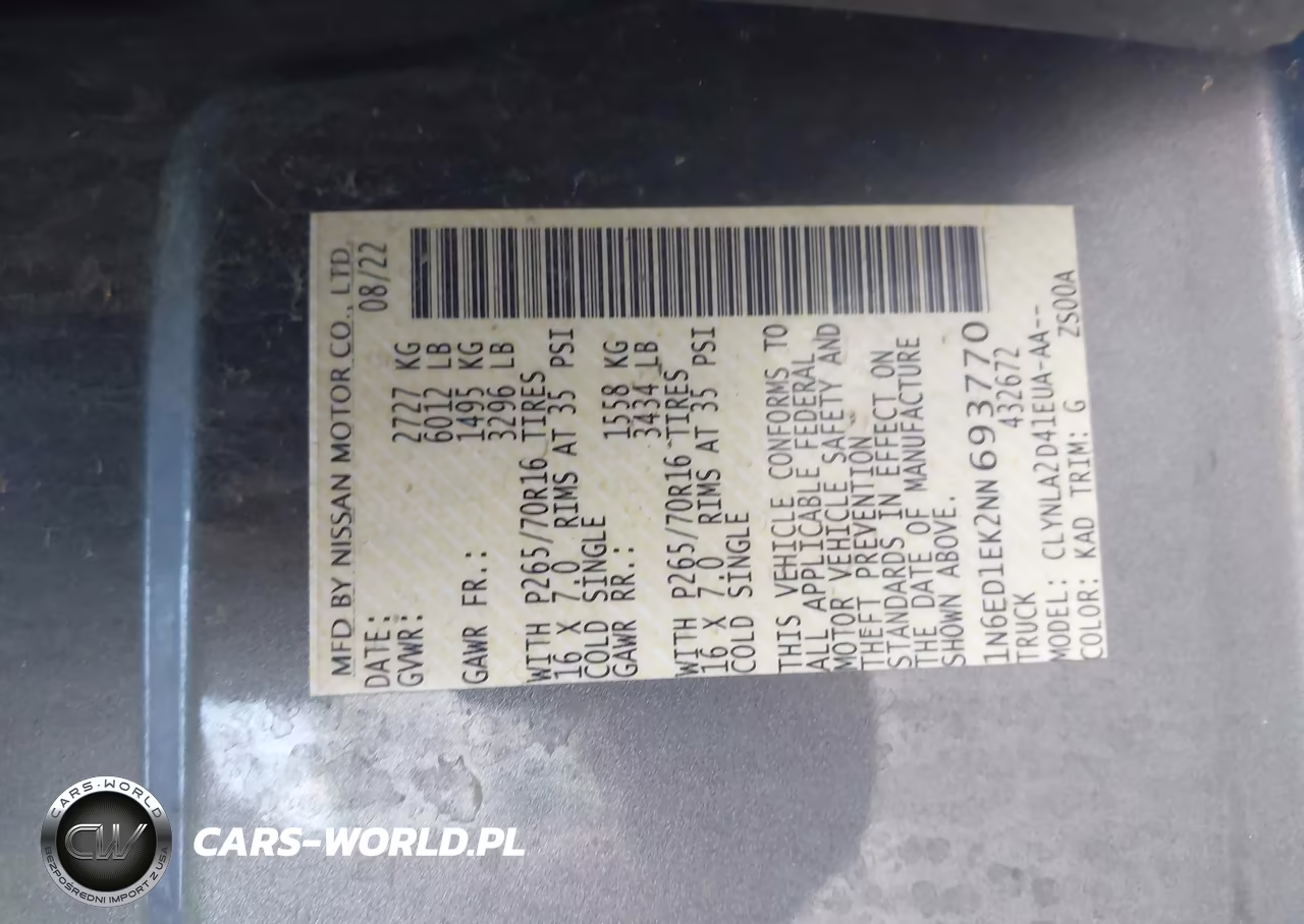 2022 Nissan Frontier S 4X4 VIN:1N6ED1EK2NN693770 - 9