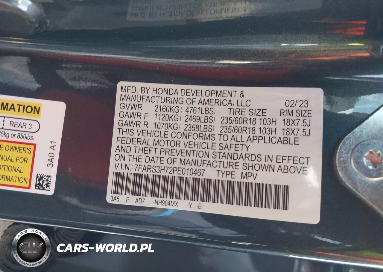 2023 Honda Cr-V Ex-L 2Wd VIN:7FARS3H72PE010467 - 9