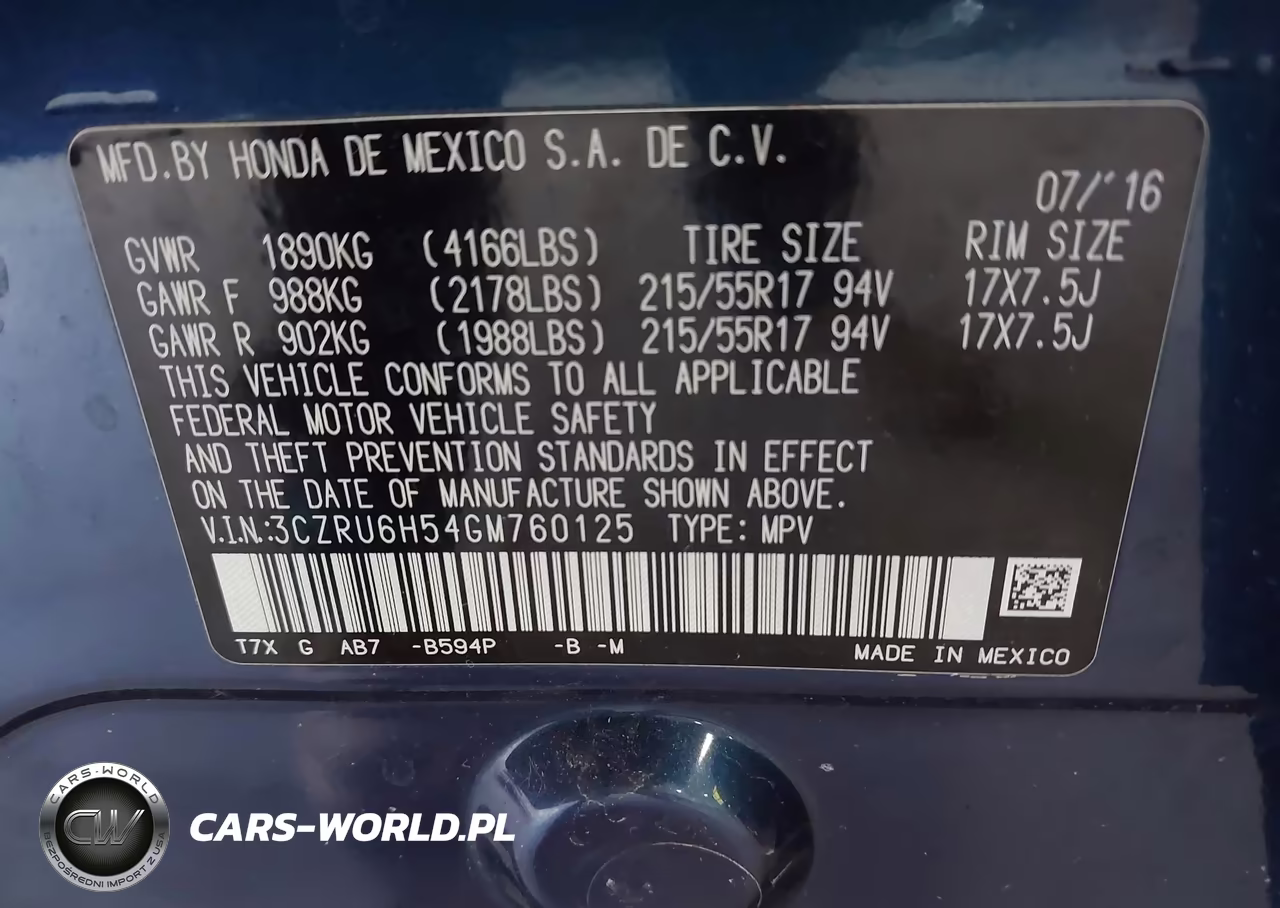 2016 Honda Hr-V Ex VIN:3CZRU6H54GM760125 - 9
