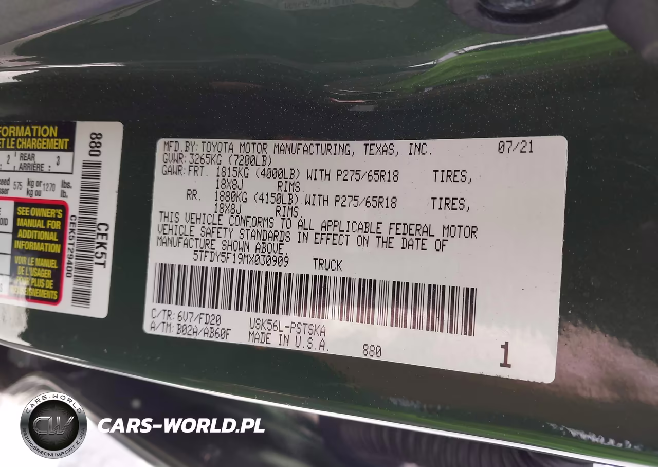 2021 Toyota Tundra Sr5 VIN:5TFDY5F19MX030909 - 9