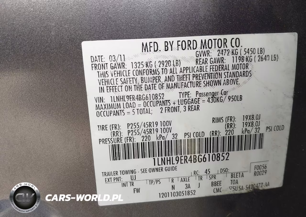 2011 Lincoln Mks VIN:1LNHL9ER4BG610852 - 9