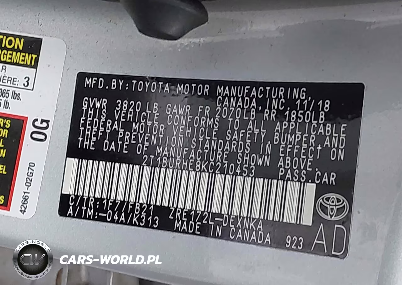 2019 Toyota Corolla Le VIN:2T1BURHE8KC210453 - 9
