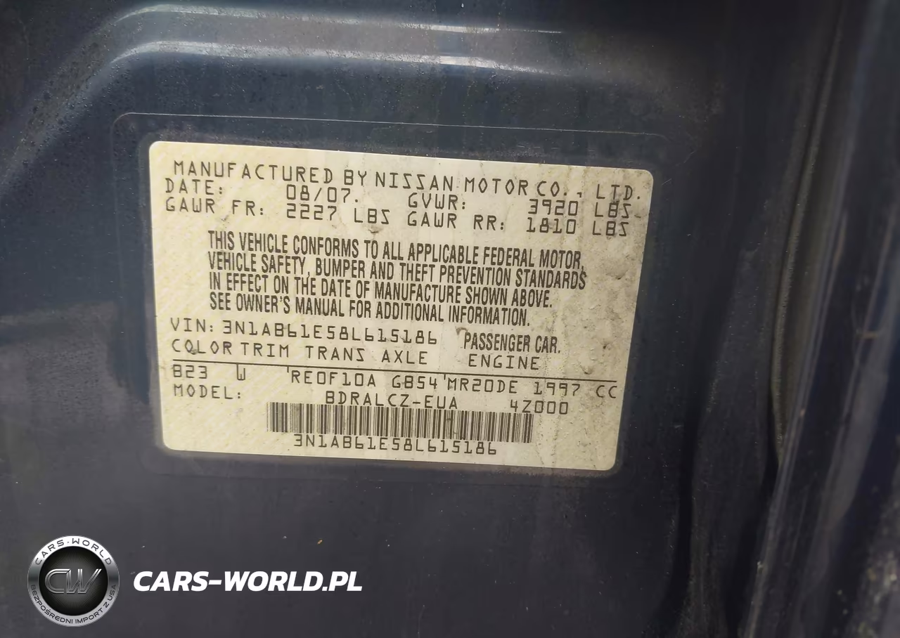 2008 Nissan Sentra 2.0 VIN:3N1AB61E58L615186 - 9