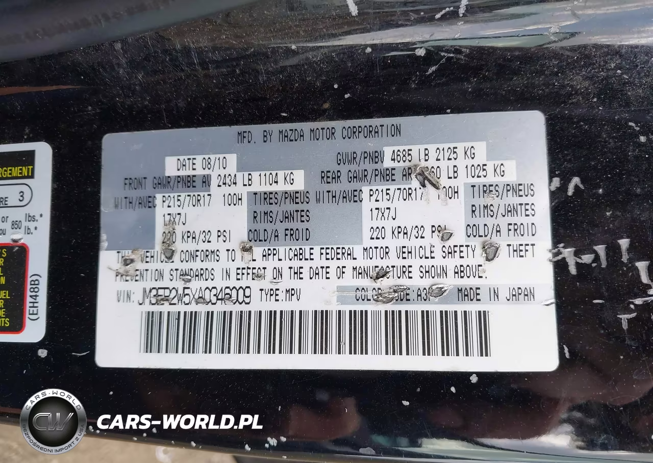 2010 Mazda Cx-7 I Sport VIN:JM3ER2W5XA0346009 - 9