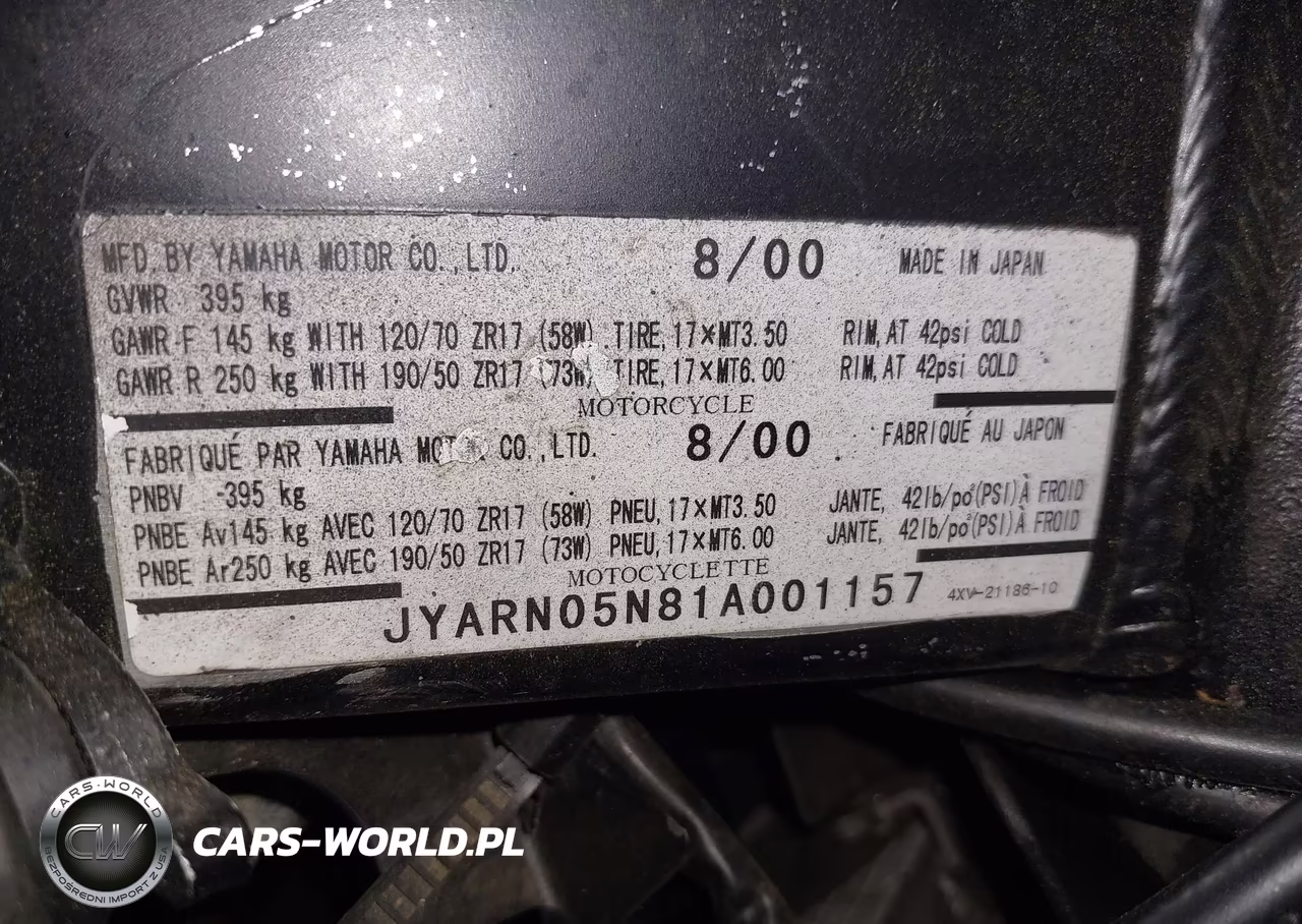 2001 Yamaha Yzfr1 S VIN:JYARN05N81A001157 - 10