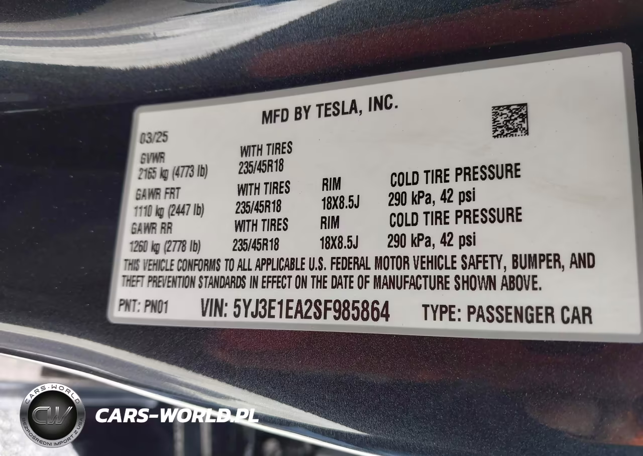 2025 Tesla Model 3 Long Range Rear-Wheel Drive-Standard Rear-Wheel Drive VIN:5YJ3E1EA2SF985864 - 9