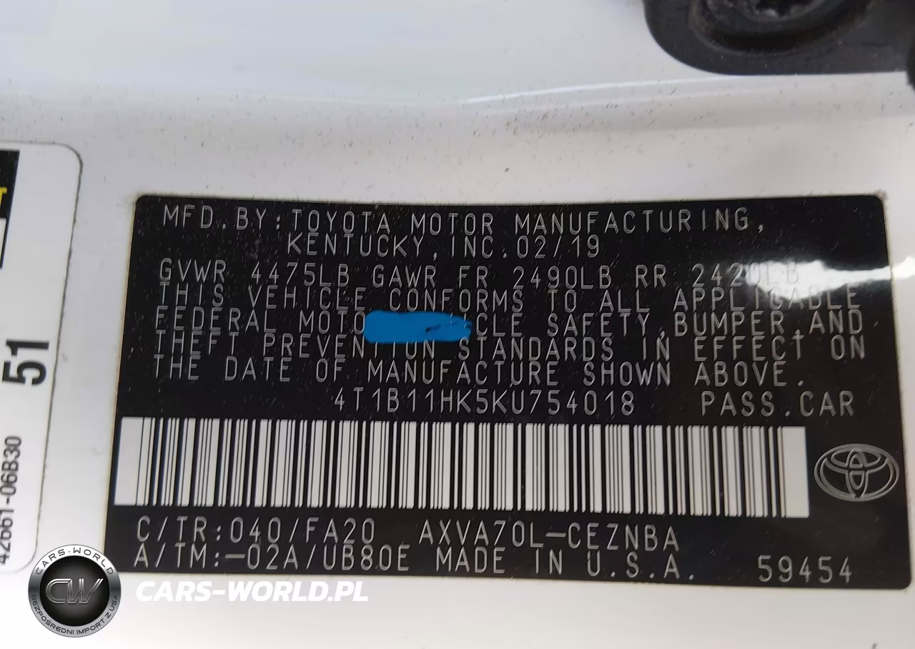 2019 Toyota Camry Le VIN:4T1B11HK5KU754018 - 9