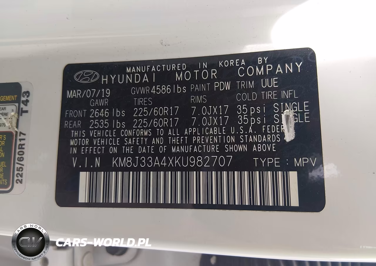 2019 Hyundai Tucson Value VIN:KM8J33A4XKU982707 - 9