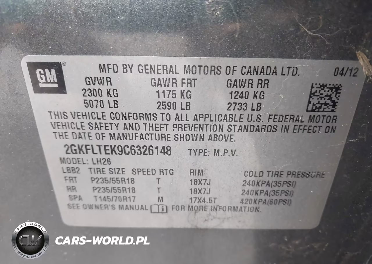 2012 GMC Terrain Sle-2 VIN:2GKFLTEK9C6326148 - 9