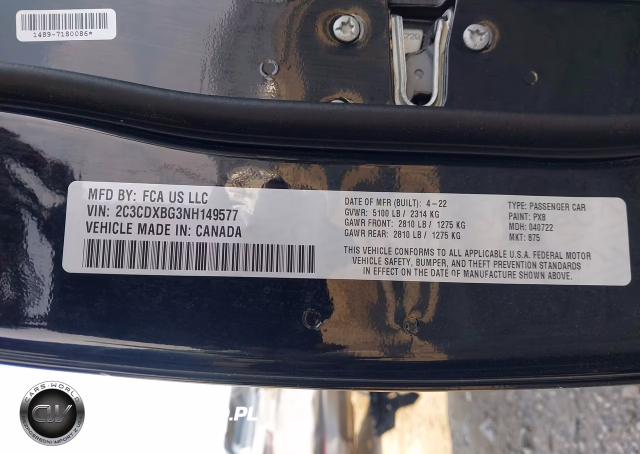 2022 Dodge Charger Sxt Rwd VIN:2C3CDXBG3NH149577 - 9
