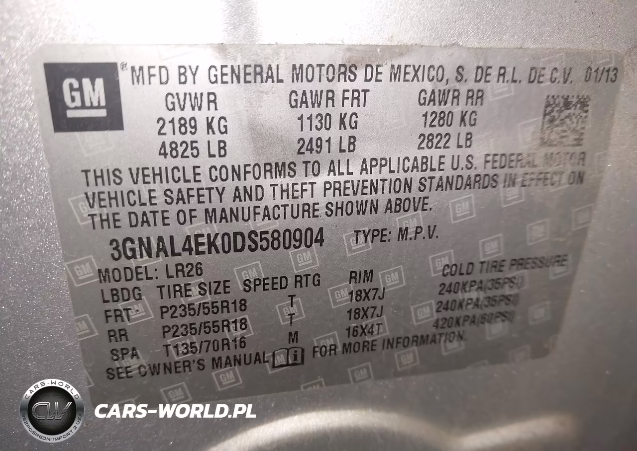 2013 Chevrolet Captiva Sport Ltz VIN:3GNAL4EK0DS580904 - 9