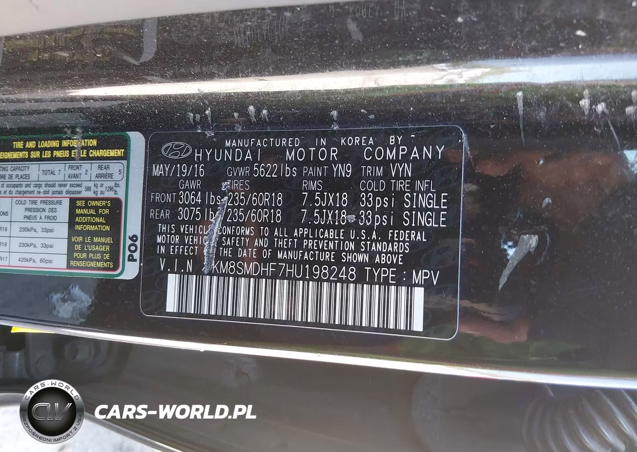 2017 Hyundai Santa Fe Se VIN:KM8SMDHF7HU198248 - 9