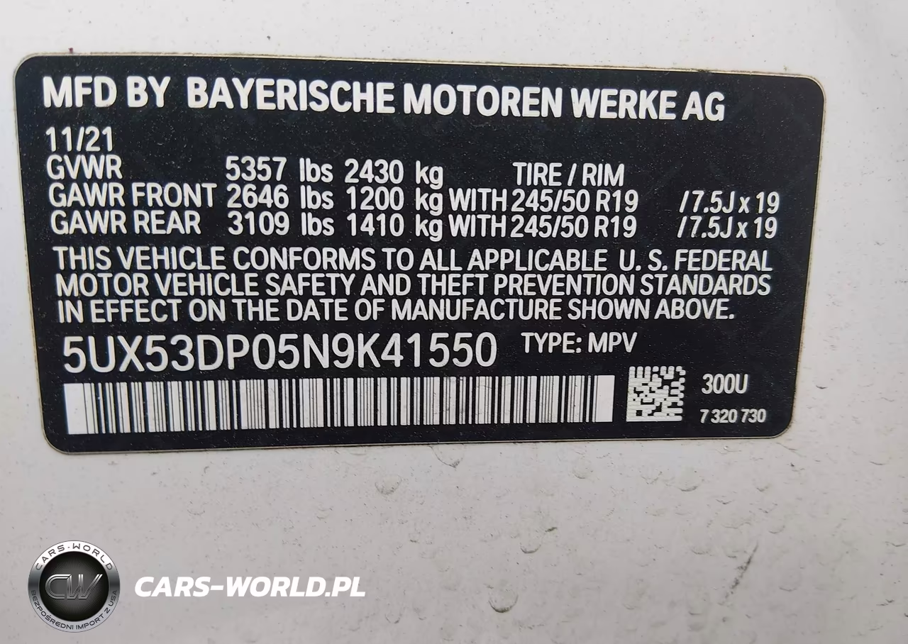 2022 BMW X3 xDrive30I VIN:5UX53DP05N9K41550 - 9
